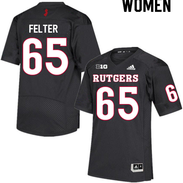 Women #65 Bryan Felter Rutgers Scarlet Knights College Football Jerseys Sale-Black